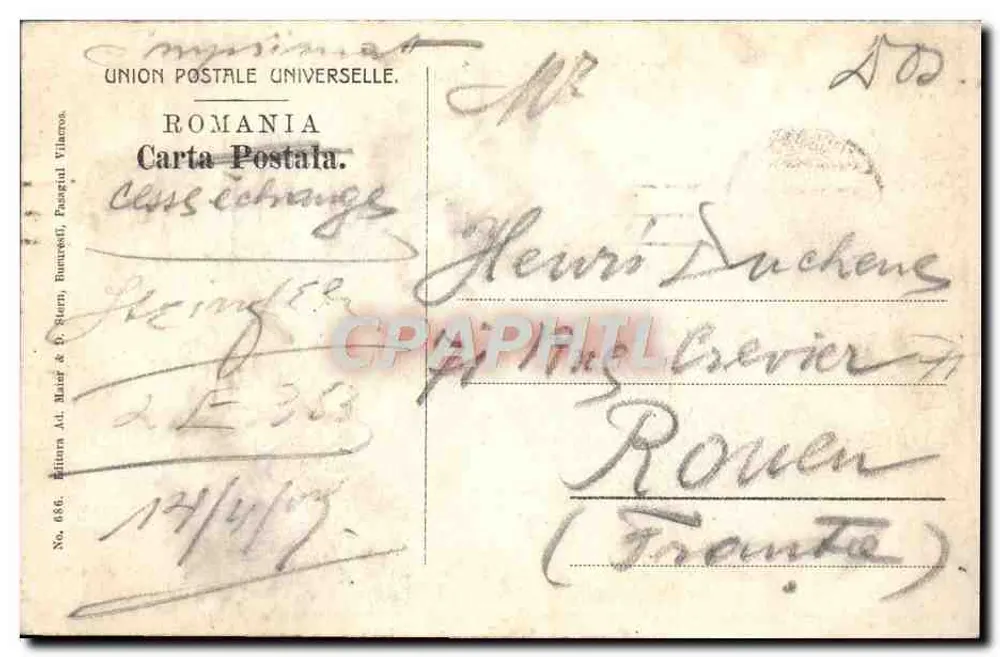 București — Igreja de S. Spiridon — Edição Ad. Năstăr & D. Sturri, Número 686 - Verso