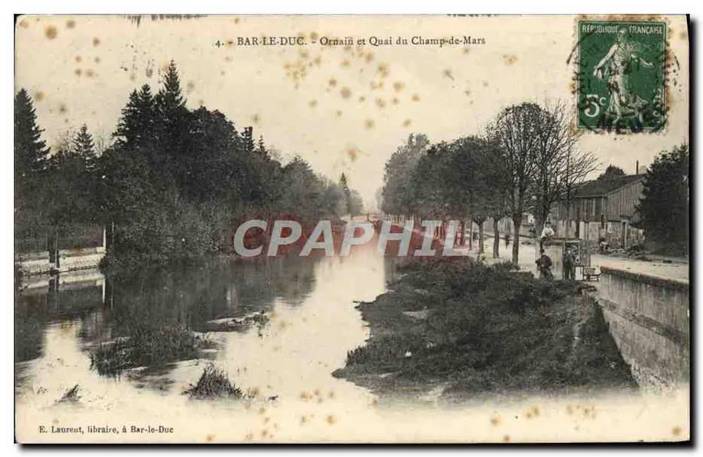 Bar-le-Duc - Ornain und Quai du Champ-de-Mars — E. Laurent, Buchhändler, in Bar-le-Duc - Vorderseite