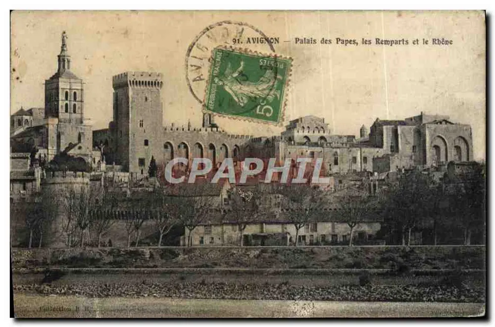 Avignon — Palast der Päpste, die Mauern und der Rhône — Verlag: G. H. G. (Nr. 91) - Vorderseite