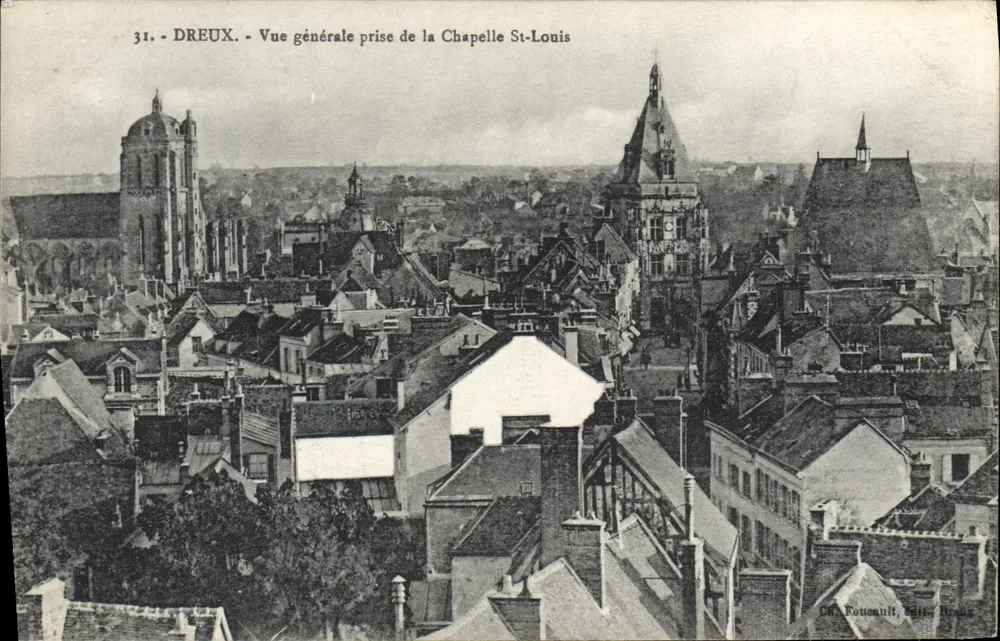 Dreux — Allgemeiner Blick vom Saint-Louis-Chorherrenstift — Ansichtskarte von C. Foucault, Paris, Nr. 31 - Vorderseite