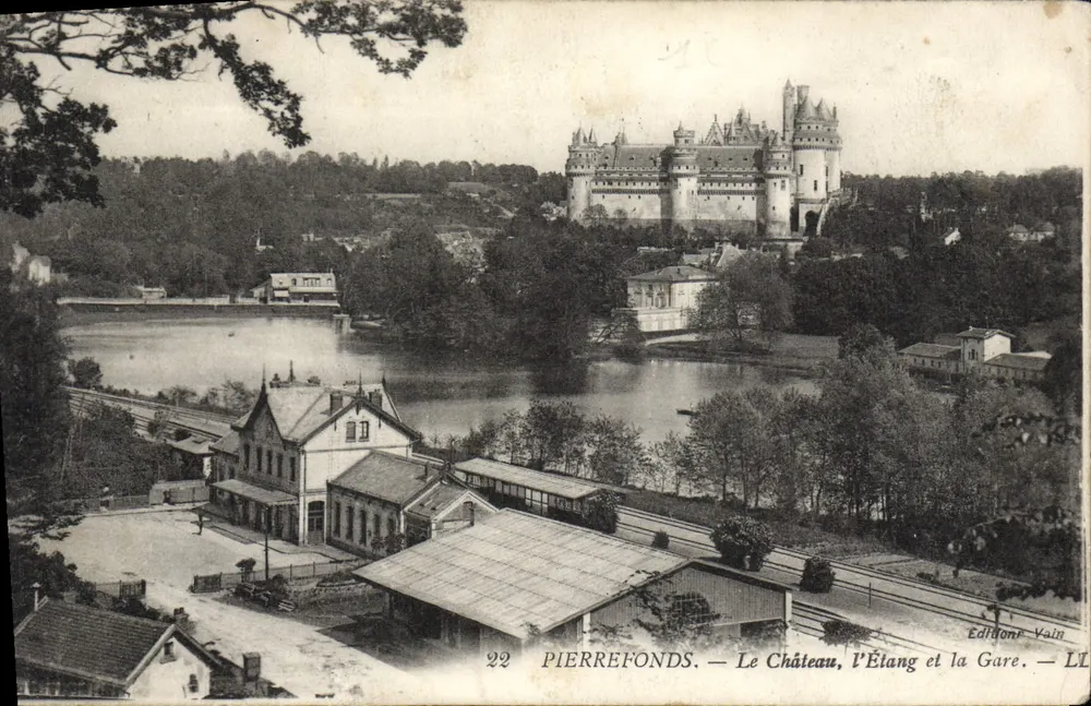 Pierrefonds — Le Château, l'Étang et la Gare — Édition Vain, n°22 - Vorderseite