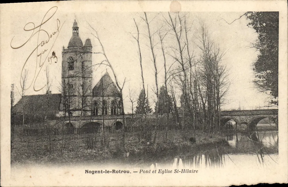 Nogent-le-Rotrou — Brücke und Kirche St-Hilaire — Verlag Tardou - Vorderseite