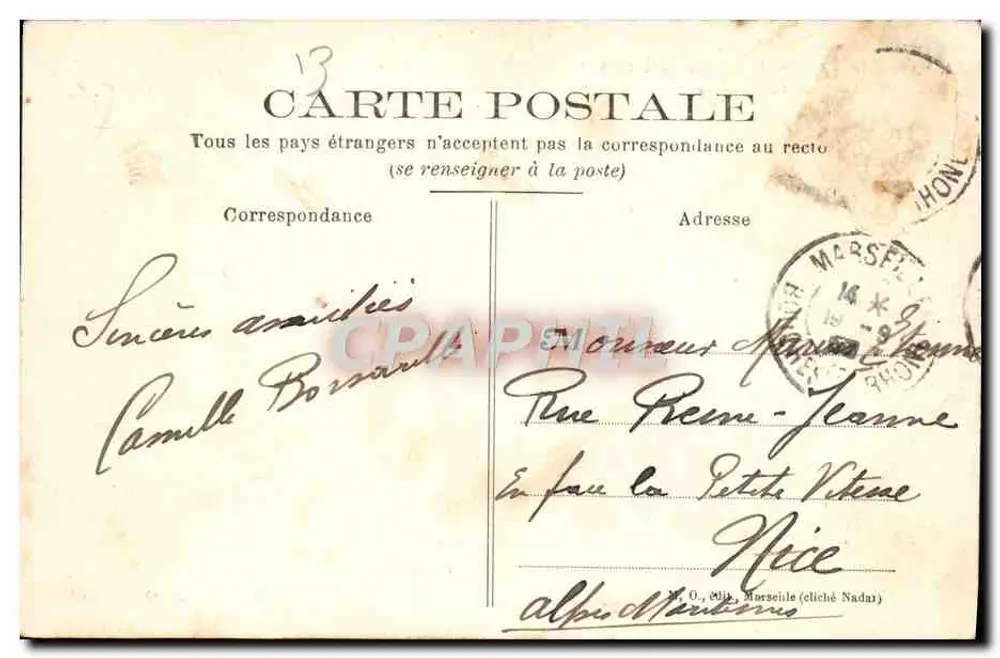Marselha - Exposição Colonial 1906 - Palácio da Indochina - Verso