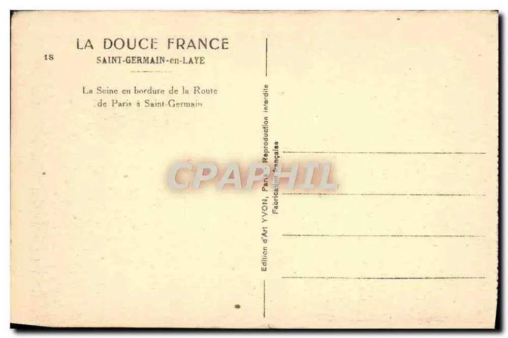 Die Seine entlang der Straße von Paris nach Saint-Germain-en-Laye — Saint-Germain-en-Laye — Künstlerische Ausgabe YVON - Rückseite