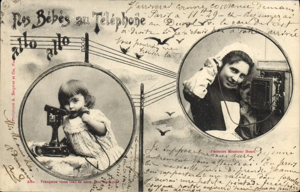 Unsere Babys am Telefon — Phototype A. Bergeret et Cie, Nr. 104 - Vorderseite