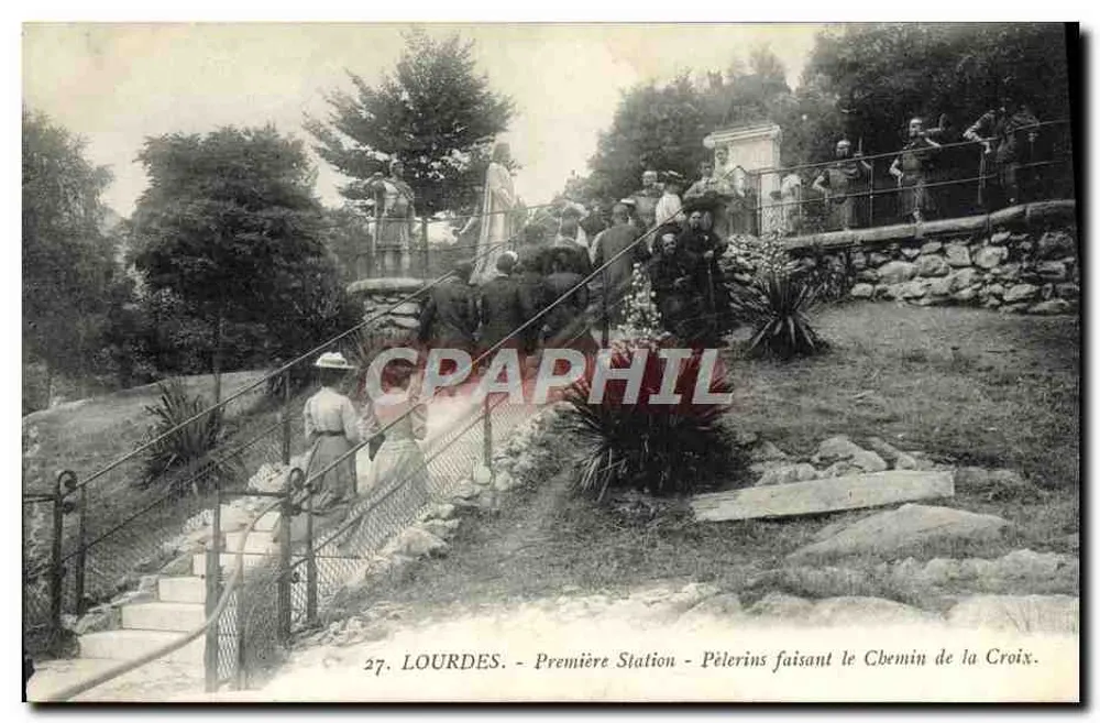 Lourdes - Erste Station - Pilger auf dem Weg des Kreuzes - Vorderseite