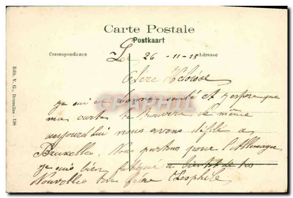 Brüssel - Place de l'Hôtel de Ville — Verlag V.G., Brüssel, Nr. 138 - Rückseite