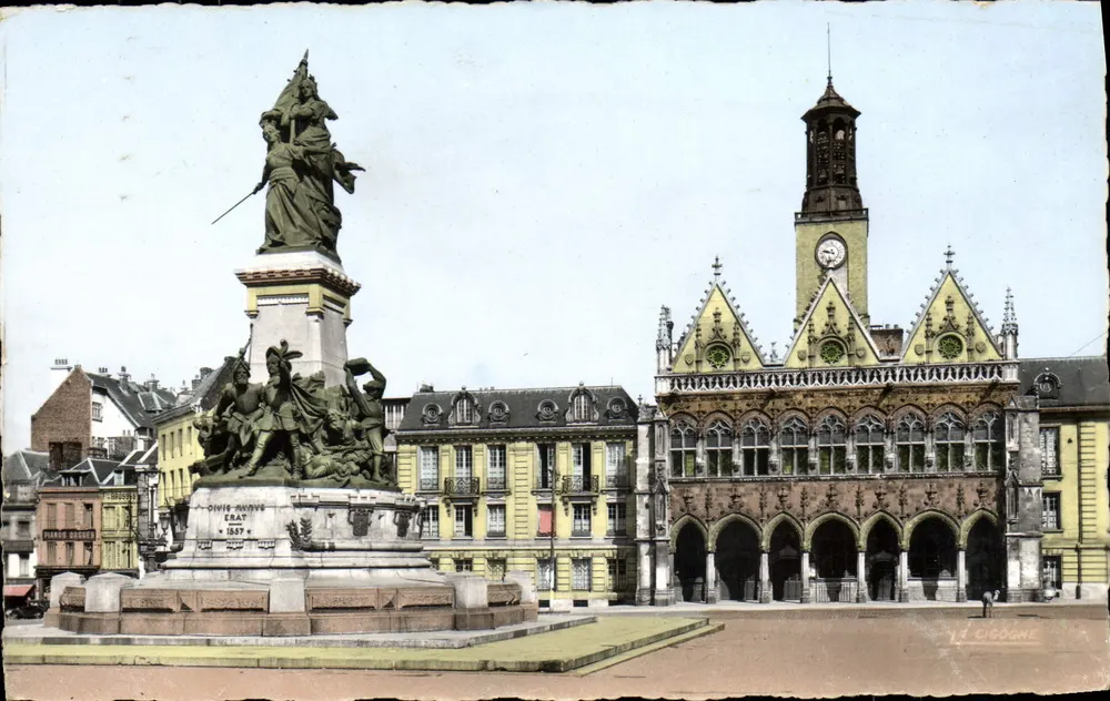 Saint-Quentin — Denkmal der Verteidigung und Rathaus — Verlag 'La Cigogne' - Vorderseite