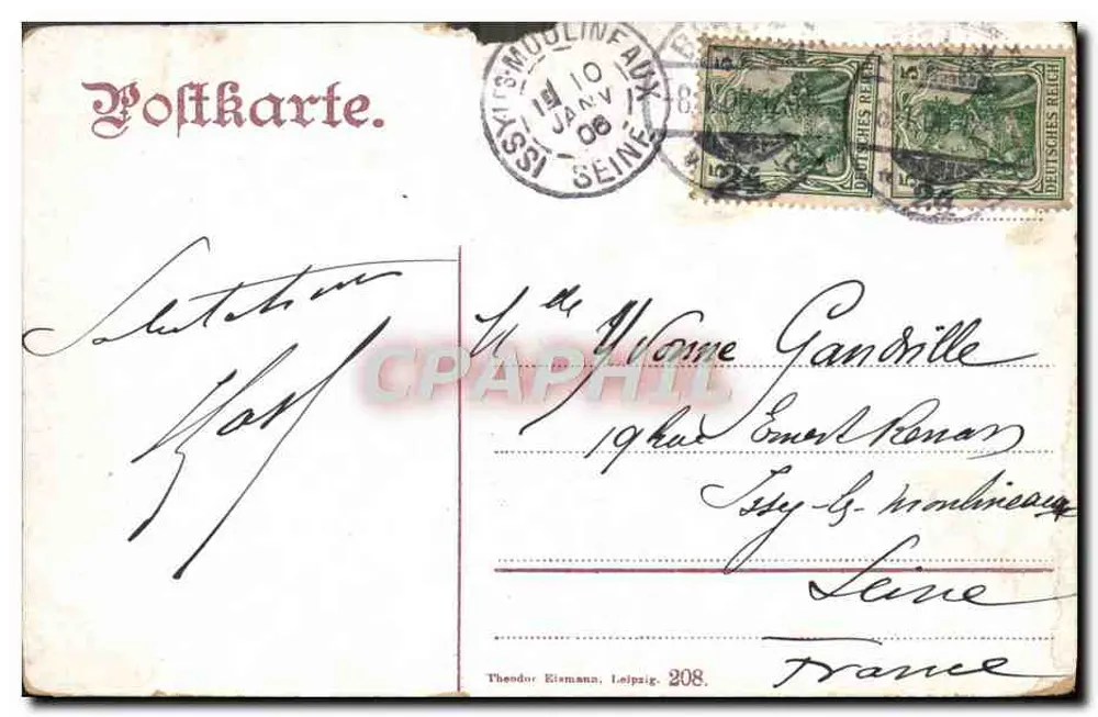 Berlin — Reichstagsgebäude — Theodor Rismann, Leipzig, Nr. 208 - Rückseite