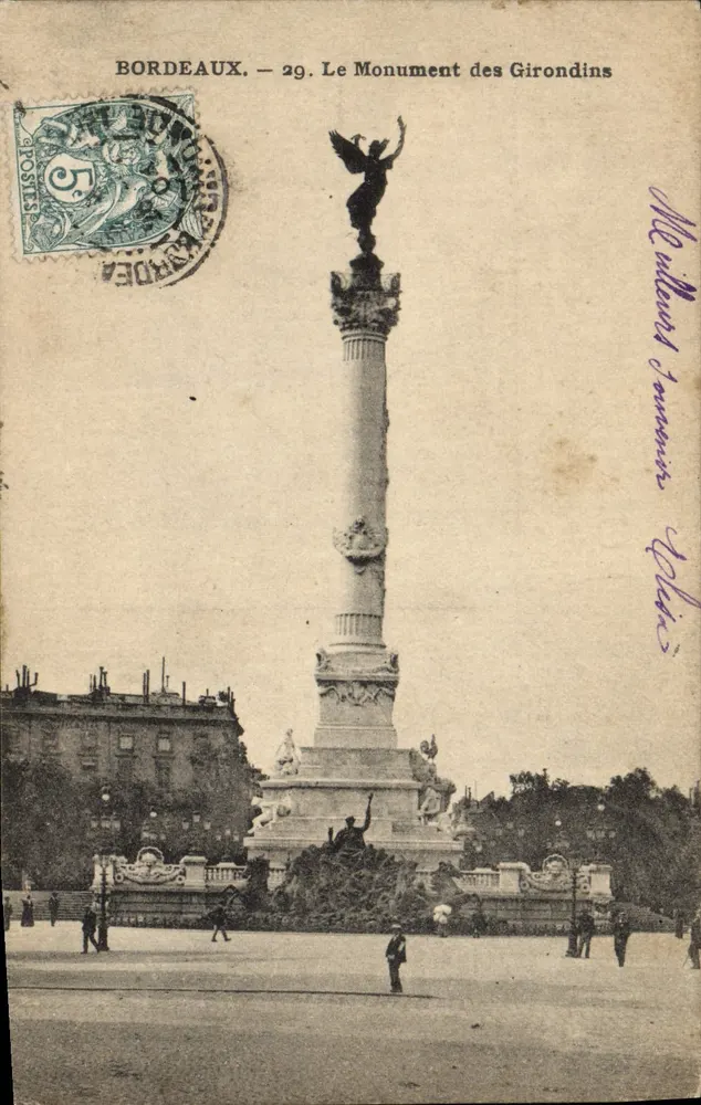 Bordeaux — O Monumento dos Girondinos — editor desconhecido, número de série não visível - Frente