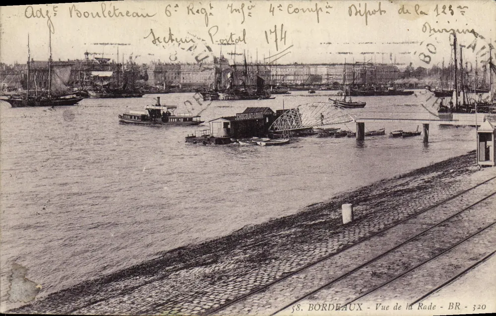 Bordeaux - Vista da Baía - BR 320 — 6º Regimento de Infantaria, 4º Companhia, Dijon, 1914 - Frente