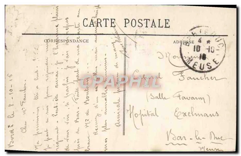 Bordeaux - Vista da Baía - BR 320 — 6º Regimento de Infantaria, 4º Companhia, Dijon, 1914 - Verso
