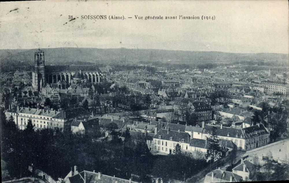 Soissons (Aisne) — Allgemeiner Blick vor der Invasion (1914) — J. Bourgogne, Verleger in Château-Thierry, Nr. 31 - Vorderseite