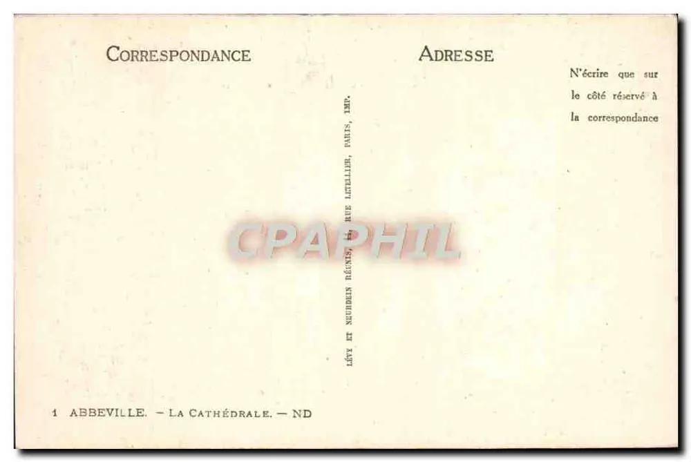 Abbeville — A Catedral — Imp. Letellier, Paris - Verso