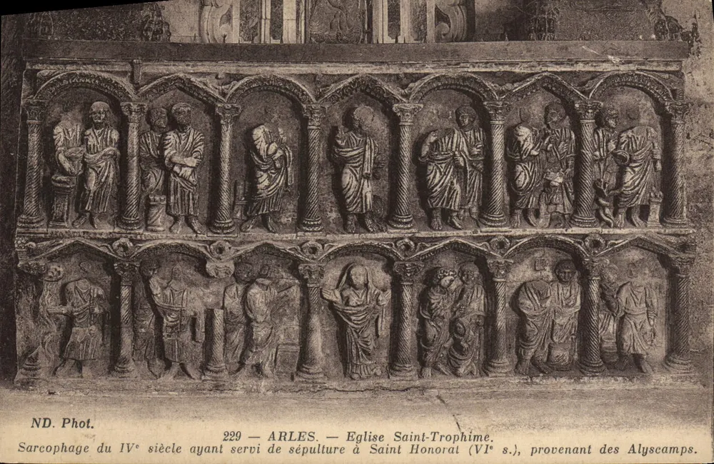 Sarkophag des 4. Jahrhunderts — Kirche Saint-Trophime, Arles — aus den Alyscamps - Vorderseite