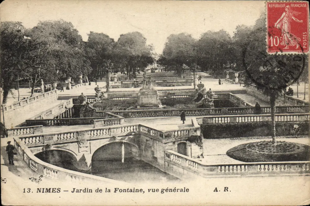 Nîmes — Garten der Fontaine, allgemeiner Blick — A. R. n°13 - Vorderseite