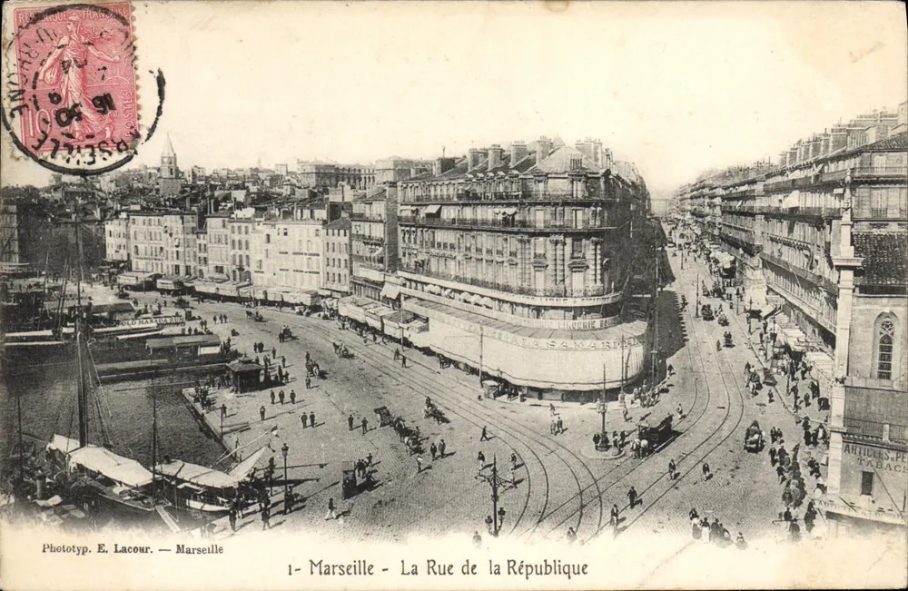 Marsella - La Rue de la République — Fototip. E. Lacour — n°1 - Anverso