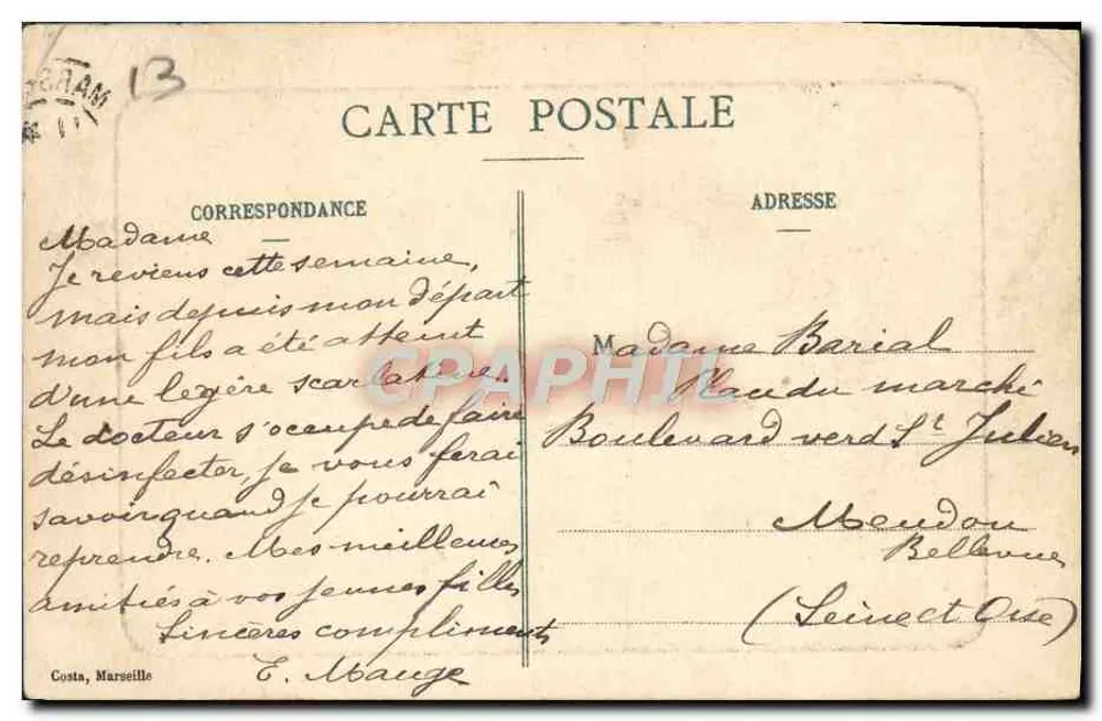 Marseille — La Corniche — Costa, Marseille, n°24 - Verso
