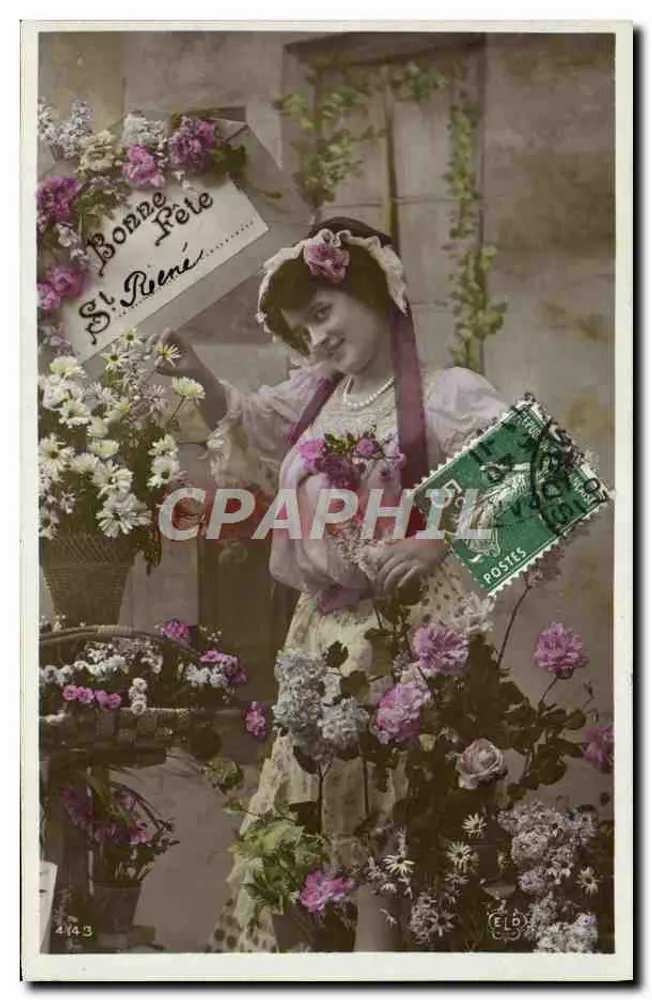 Frau in blühender Kleidung mit Blumenstrauß — Saint-Rémy — Verlag ELD, n° 4/43 - Vorderseite