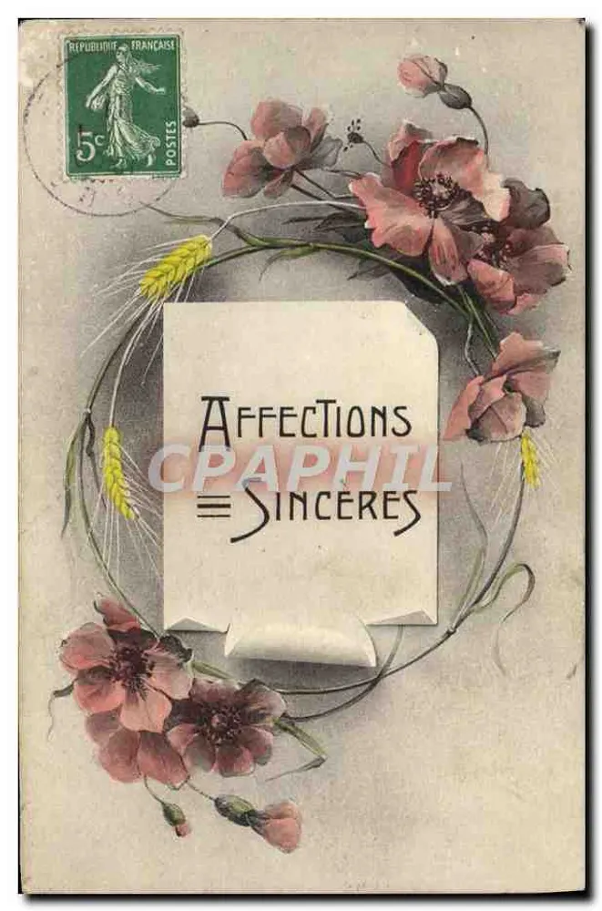 Flores e trigo — Afeto sincero — J. De Chima - Frente
