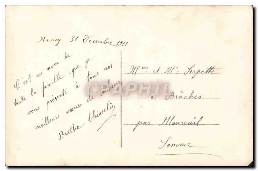 Frau in geschmücktem Kleid mit Korb voll Rosen — Frohes Neues Jahr — LEDA n°497 - Rückseite