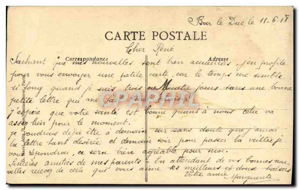 자주색 장미 букет — 시와 서명 Gautier — 발행자 G. Sarret, 파리 - 뒷면