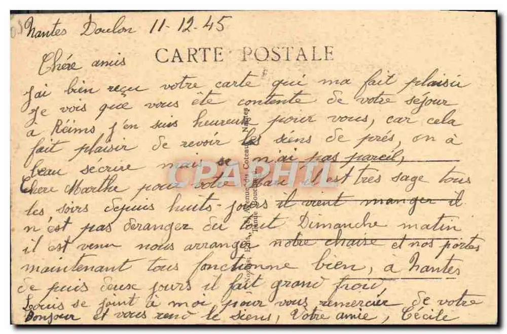 NANTES - BEURRE-BLANC - AUSGANG VOM TISCH — Restaurant du Croupion d'Or — Nr. 5 - Rückseite