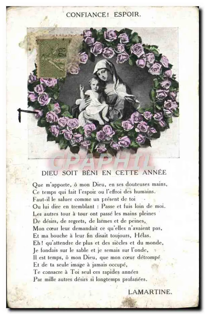 Madona com coroa de rosas — poema de Lamartine — editor C. Deverna, Paris - Frente