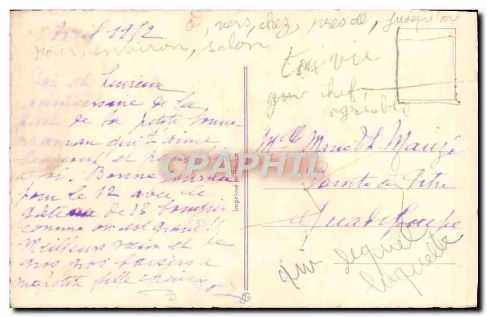 Arranjo de rosas — Aniversário — Impresso na França - Verso