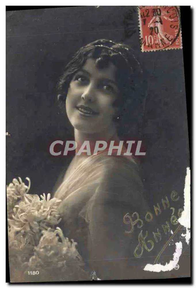 Jeune femme souriante — portrait en noir et blanc — éditeur 'Fabrication Française' n°1180 - Vorderseite