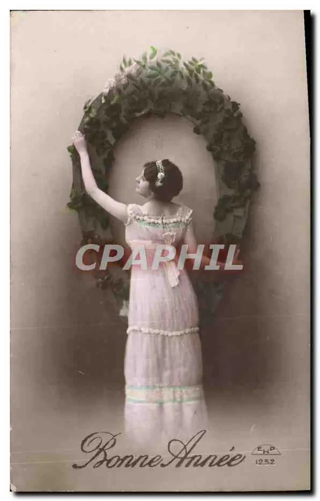 Frau in einem Kleid des Stils 1910 — Frohe Neujahr 1252 — EHP - Vorderseite