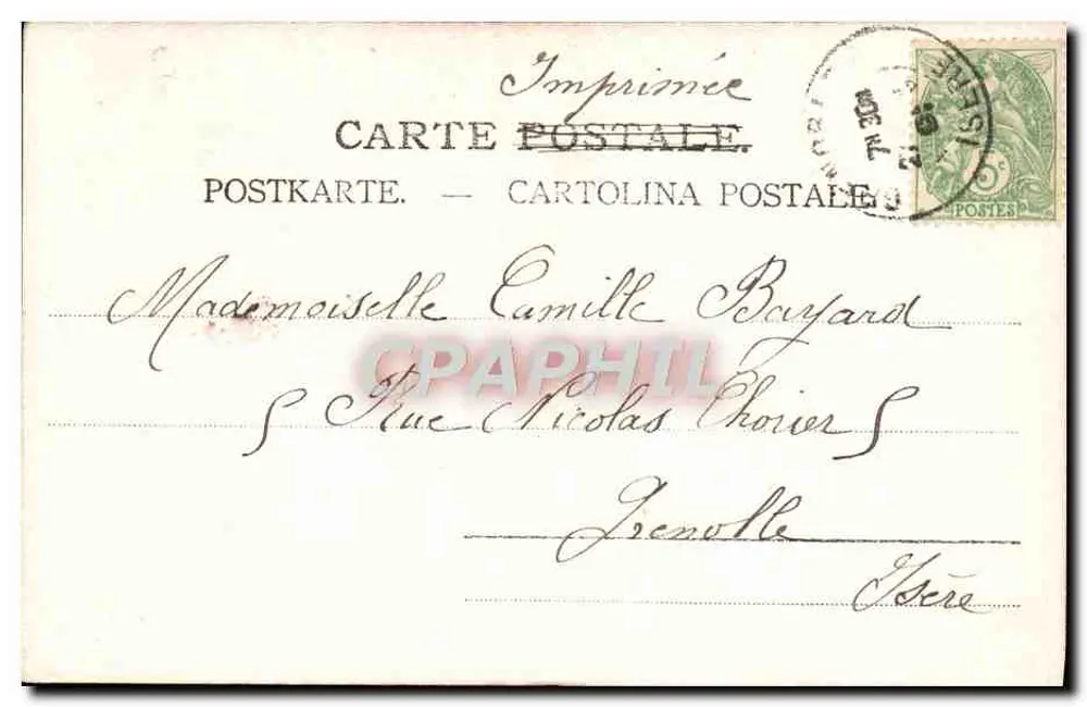 Junge Frau mit rotem Hut — Grenoble, 26. Mai — Kartenwerftungsgesellschaft - Rückseite