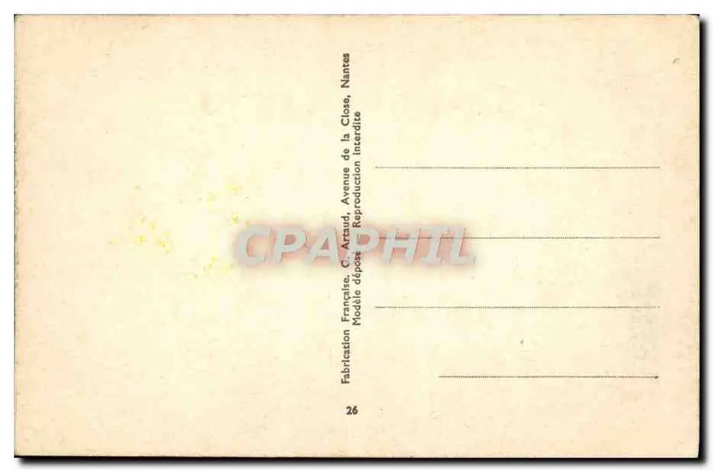 Humorvolles Baden — Mann und Frau in Badeanzügen — G. Artaud, Nantes - Rückseite