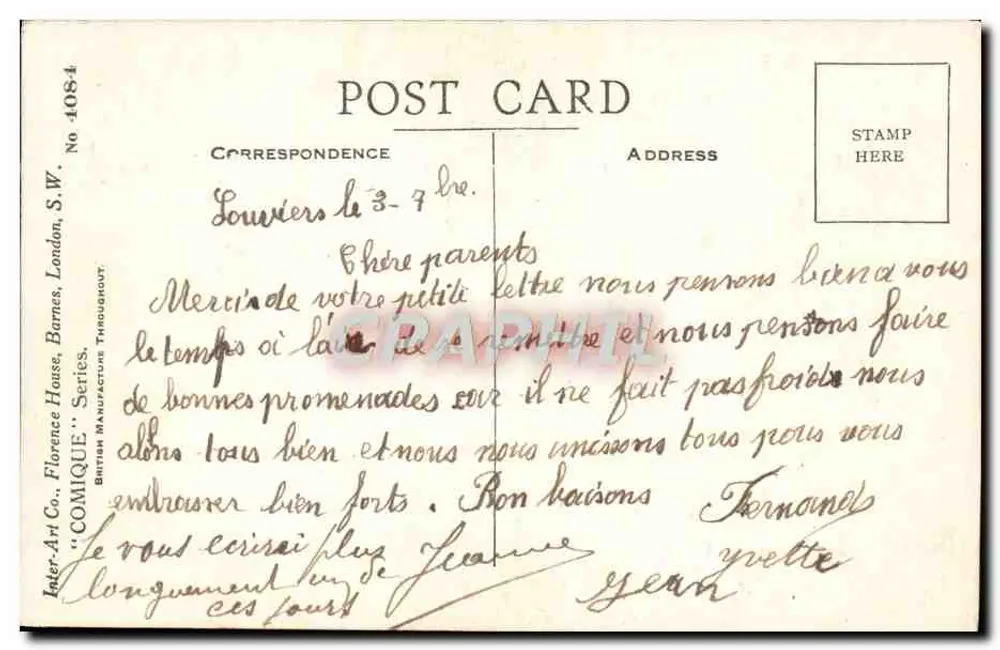 Jovem dama com boas referências do seu primeiro marido — Ronald & Hill — série 4084 - Verso