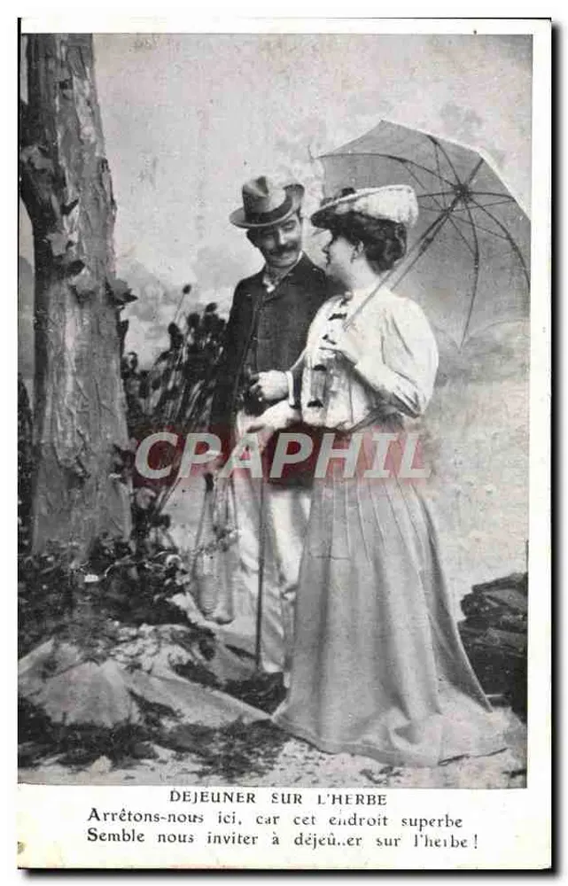 Picknick auf dem Gras — Paar unter einem Schirm — J.C. Paris - Vorderseite