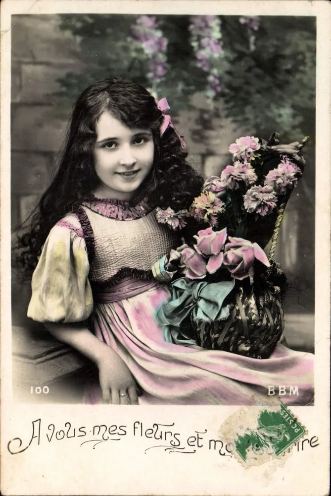 Menina com um cesto de flores — BBM, n°100 - Frente