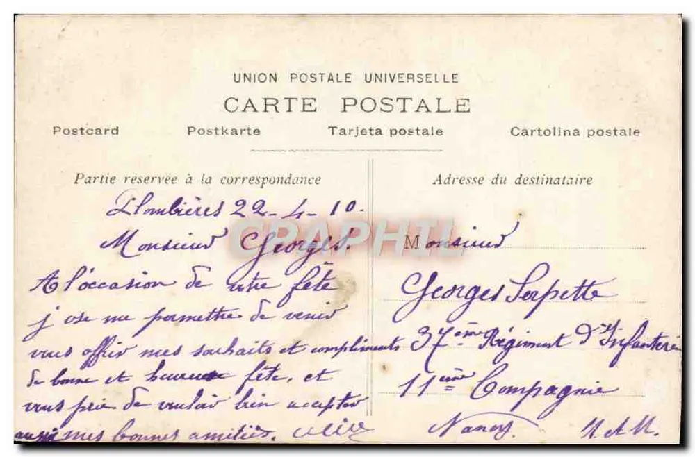 Femme tenant un panier de fleurs — Bonne Fête — Dricey Phot. n°1019 - Verso