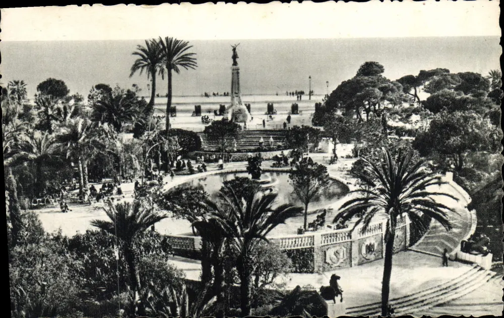 Jardin Albert 1er — Nice — Ansicht des Denkmals und des Meeres — unbekannter Verlag - Vorderseite