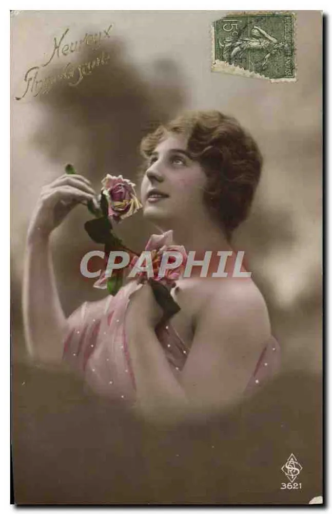 Jeune femme tenant une rose — Neuveux Photographe — n° 3621 - Recto