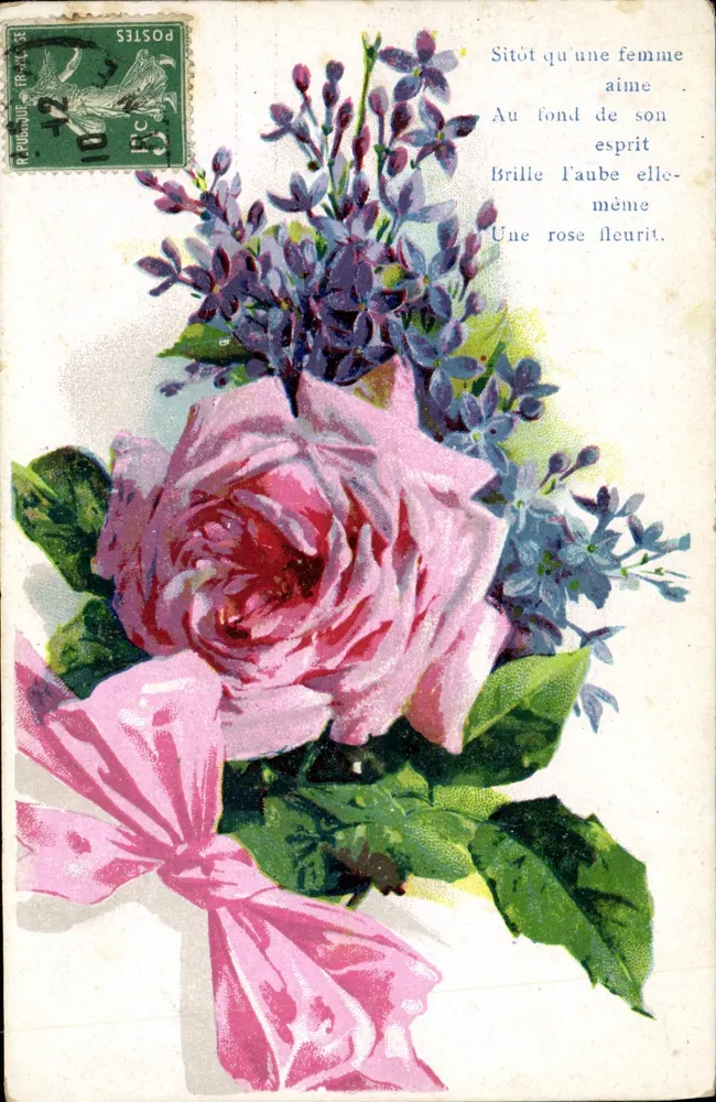 Bouquet de rosa e de lírio — poema — R. Publud, FR-AT-31 - Frente
