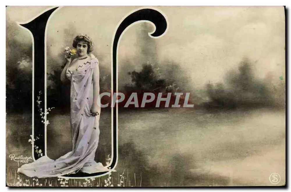 Frau in einem großen Buchstaben 'U' — Photographie von Roultinger — Nr. 1580 - Vorderseite