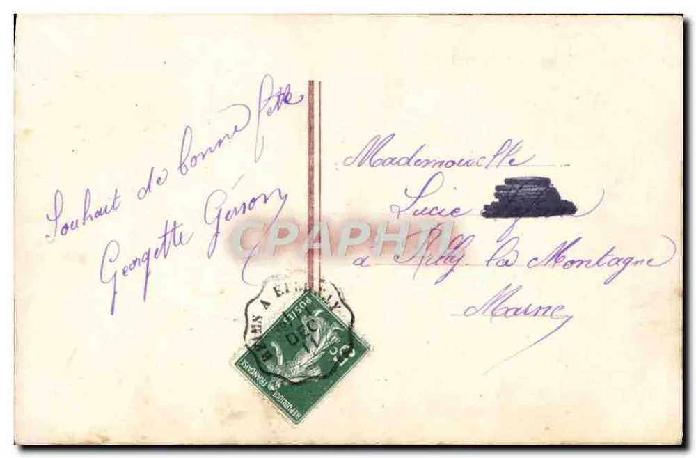 Femme en robe violette — avec bouquet de roses — éditeur anonyme, n° 4205 - Verso