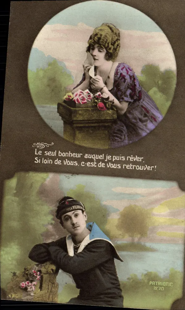 Junge Frau und Matrose — sentimentale Szene — Patriotisch, n° 1270 - Vorderseite