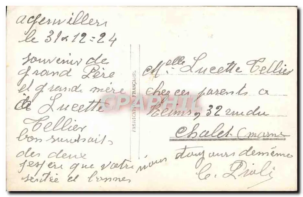 Menina com vestido azul e capa de pele — Boa Ano — Paris 742 - Verso