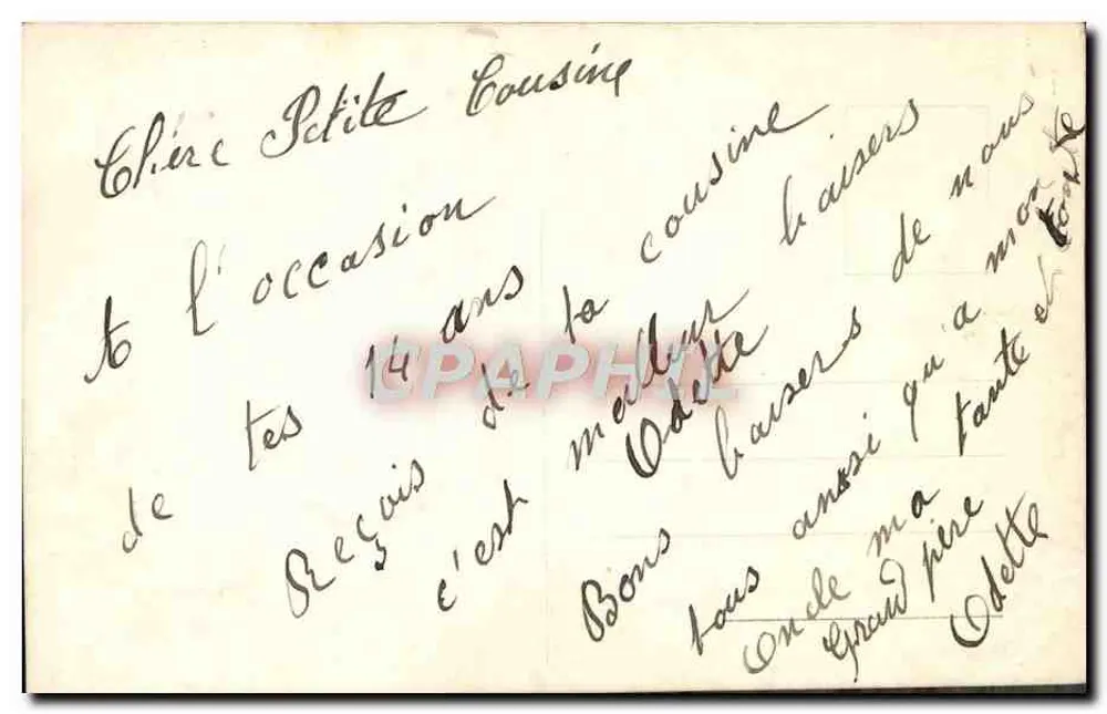 Jeune femme avec roses — Anniversaire — E.H.C. 3302 - Verso