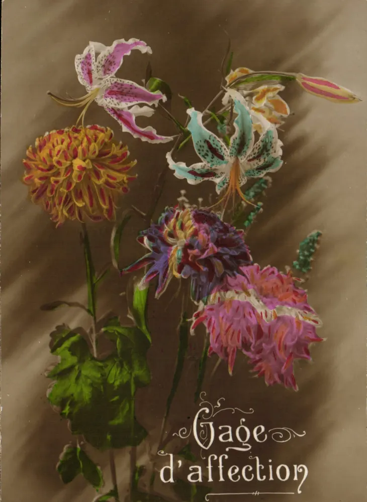 Arranjo de flores coloridas — Um sinal de afeto — editor e número de série ilegíveis - Frente