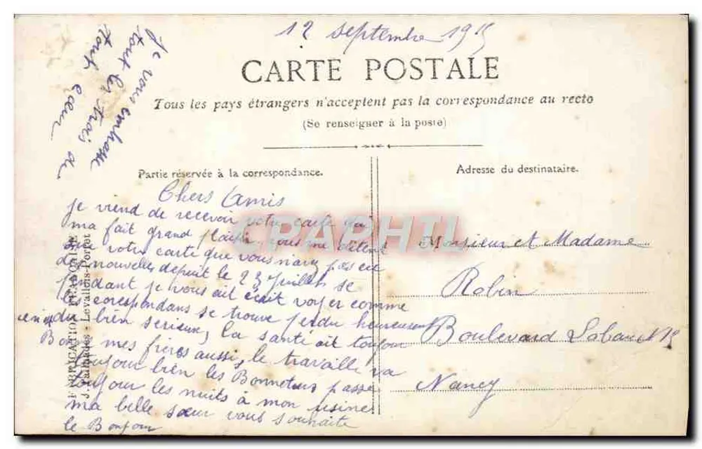 Frankreich — Frau in weißem Kleid mit dem dreifarbigen Flagge — Verlag DASHE Paris n°635 - Rückseite