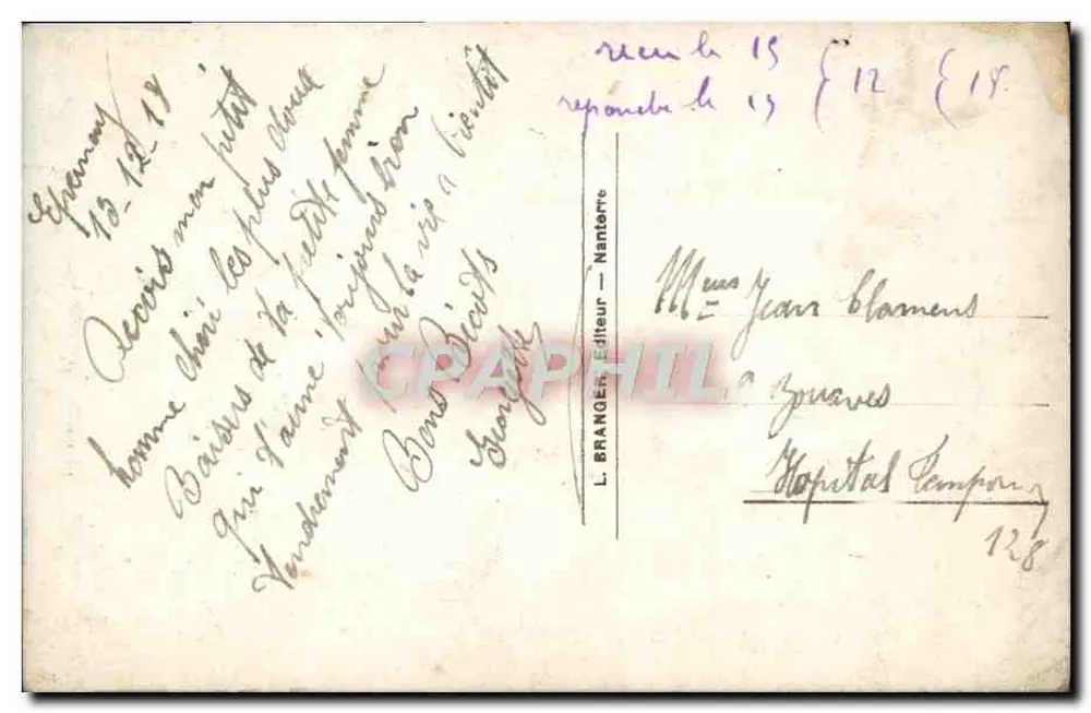 Femme au jardin — texte poétique — L. Branger, Nantes, n° 4202 - Verso