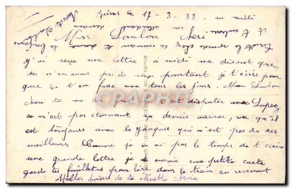 Douce Rêve — scène intime — Branger n°6874 - Verso