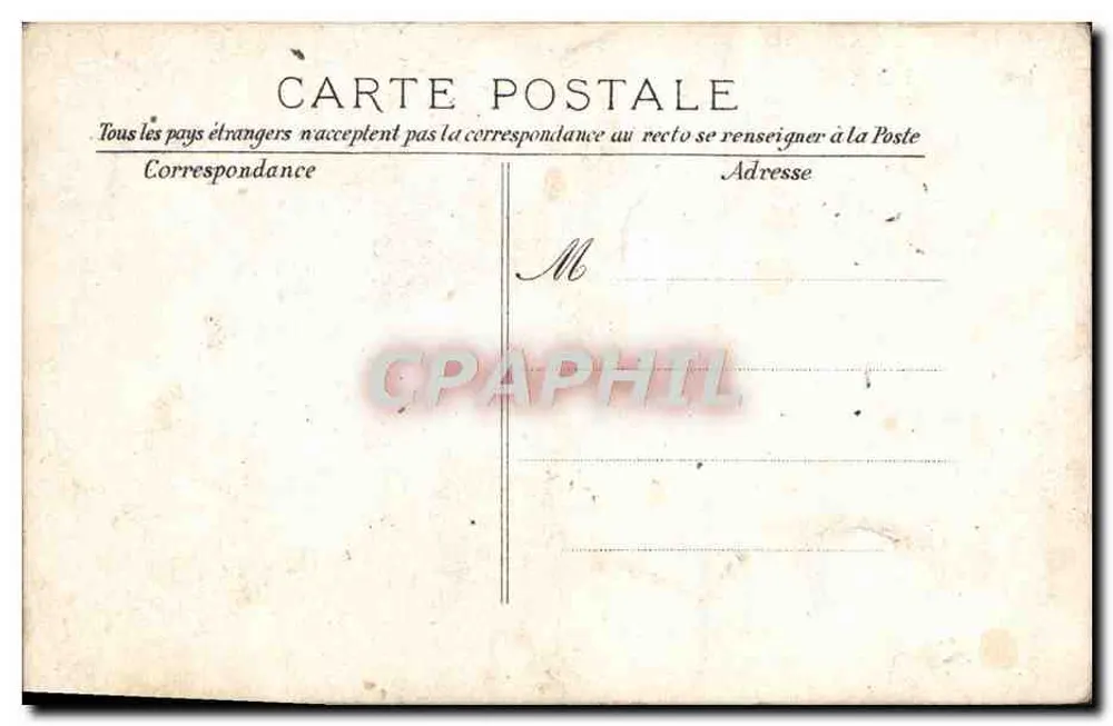 Femme en robe à volants et chapeau — scène bucolique avec église au loin — P.J. n°47 - Verso